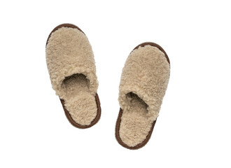 Top view of the insulated slippers on a white background.