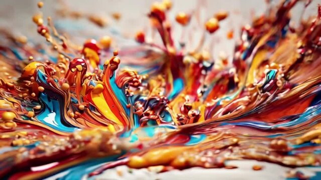 colors splash and swirl together in a captivating fusion. This liquid canvas brings forth a vivid spectacle, resembling a masterful painting in its composition