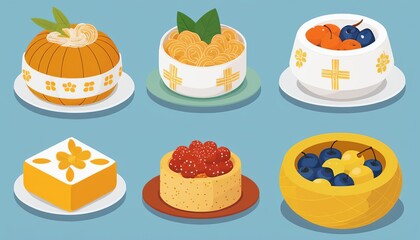 Modern Illustration of Chuseok Celebration Food Icon