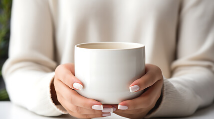 human hand holding a tea mug glass illustration
