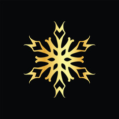 Snowflake icon isolated on a black background. Vector illustration.