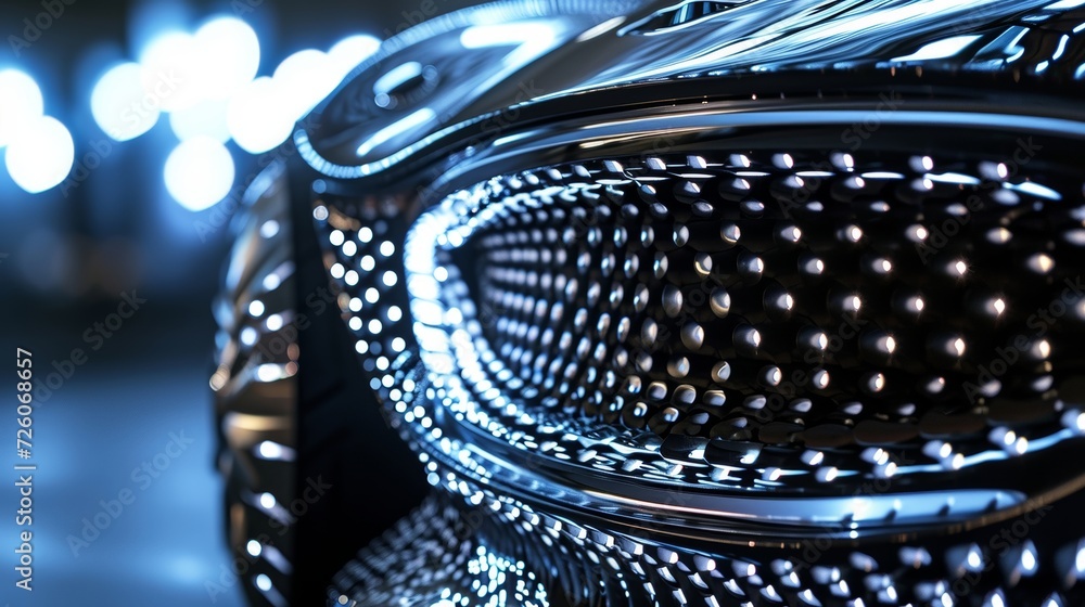 Poster the intricate design of a luxury cars illuminated grille is highlighted in a closeup with intricate 