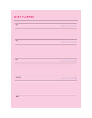 week planner. Minimalist planner template set. Vector illustration.