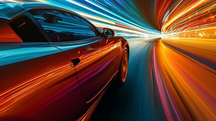 A blur of vibrant colors whizzing by showcasing the adrenalinefueled intensity of a car reaching...