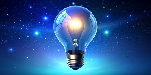 Isolated withe light bulb on blue background. Space for text. Idea concept. 3d illustration render