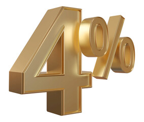 4 percentage discount number gold 3d render