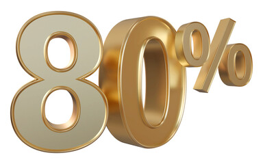 80 percentage discount number gold 3d render