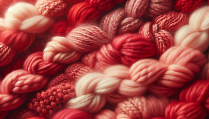 Warm, soft wool textures in reds and pinks, where the main part of the image is a plain color suitable for a background.