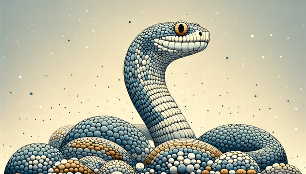 An image of yet another different snake, portrayed in a whimsical, animated art style.
