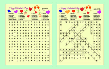 Valentine's day word search puzzle vector printable - volume four