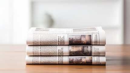pile of newspapers on white studio background illustration