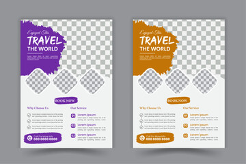 Modern travel flyer or poster design template layout of print