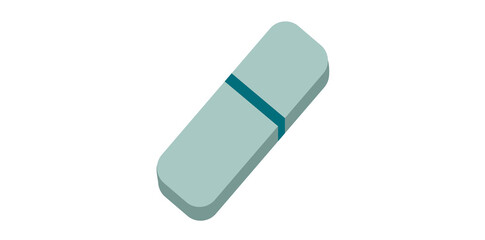 Eraser Tool On White Background, Eraser Rubber Vector Illustration.	