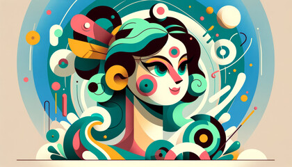 A whimsical animated art style representation of Artemis in a modern art style.
