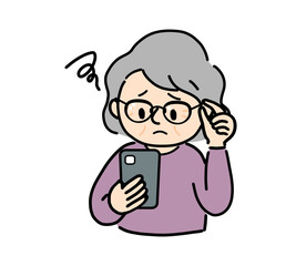老眼でスマホが見えにくいシニア女性