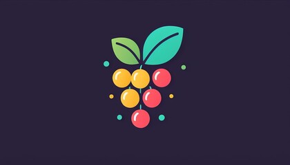Graphic Design of Grapes Icon in Linear Style