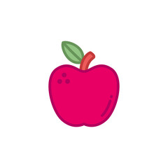 Icon Illustration of Apple in Retro Neon Style - Fruits Icon Vector Design.