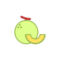 Icon Illustration of Melon in Retro Neon Style - Fruits Icon Vector Design.