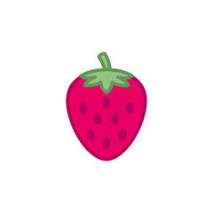 Icon Illustration of Strawberry in Retro Neon Style - Fruits Icon Vector Design.