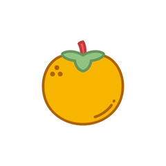 Icon Illustration of Persimmon in Retro Neon Style - Fruits Icon Vector Design.
