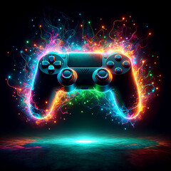 Neon light gamepad red and blue glow in the dark full color 6