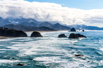 Cannon Beach viewed from Ecola State park,  Oregon-USA
