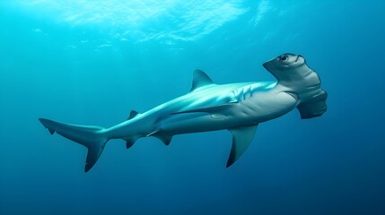 Hammerhead Shark In The Ocean  (Generative AI).