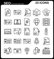 set of SEO icons and internet elements, icon contains internet data search