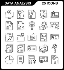 set of icons of business and financial analysis data, office equipment and presentations