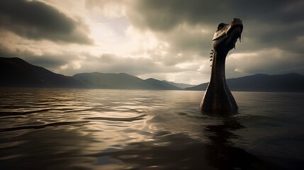 Loch Ness Monster in Lake