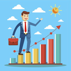 graphic chart up people success cartoon vector illustration