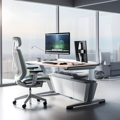 Modern Office Setting featuring High-Quality Ergonomic Furniture promoting Health and Productivity
