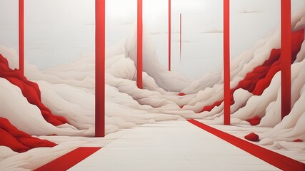 red and white  lines - obrazy, fototapety, plakaty
