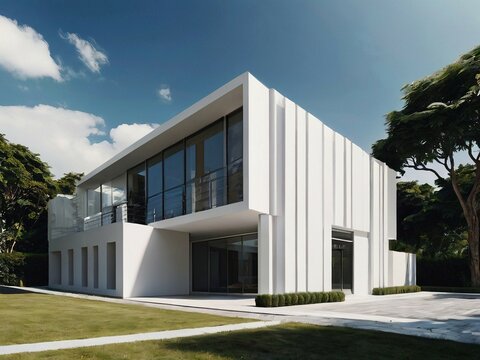 Really nice looking white color a modern building scene, low cost, lots of living rooms, eco-friendly design