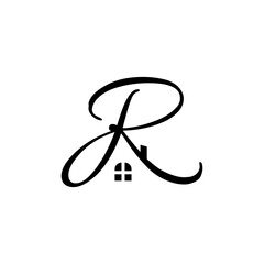 initial letter JR script real estate logo