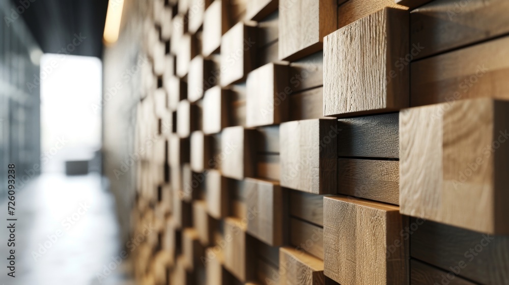 Poster a closeup shot of a textured wall in an office featuring a 3d pattern created by alternating light a