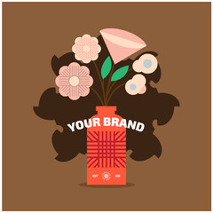 flower element on vase for creating your unique logo design or poster, you can resize and recolour in the editable vector files.