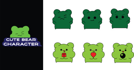 Cute bear cartoon character. Editable character color. Illustration bear character 