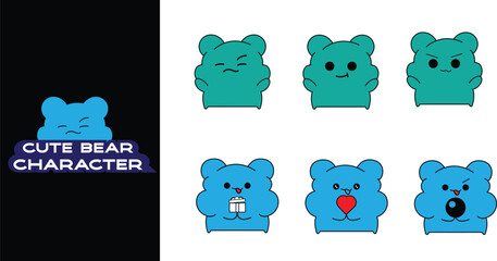 Cute bear cartoon character. Editable character color. Illustration bear character 