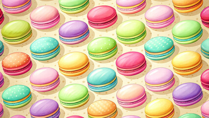 colorful Macarons cookies seamless pattern