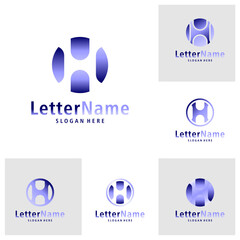 Set of Modern letter H logo design vector. Creative H logo concepts template