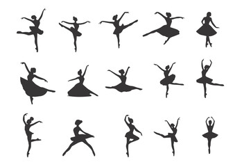 Set Dance girl ballet silhouettes