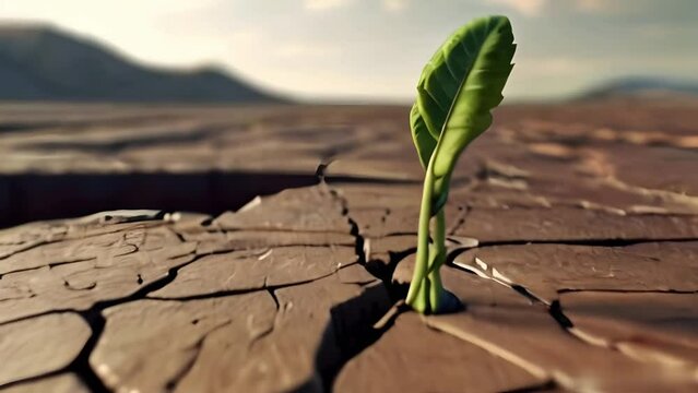 plant growing from the earth, Nature's Resilience: Timelapse of a Plant Sprouting, plant in the desert, Generative AI 