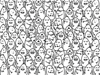 Cute and Adorable Doodle Art Monster, Black and White Doodle Pattern Background Suitable for Decoration