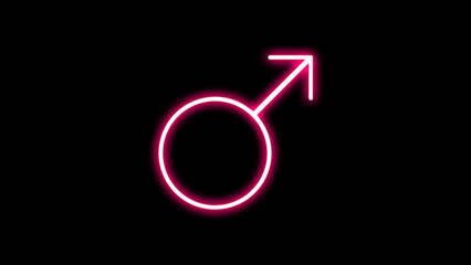 Male neon icon on black background. Photo neon male symbol isolated icon illustration. Neon glowing icons of lesbian and homosexual gender