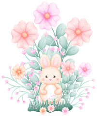 Cute Watercolor Easter Bunny Clipart for Spring Celebrations