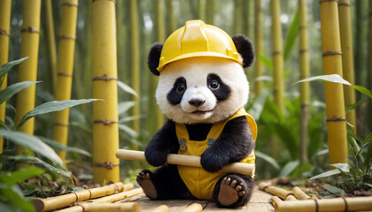 Architect Baby Panda is Building a Bamboo House in the Forest