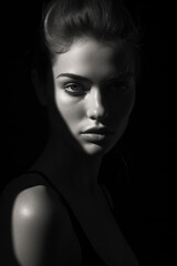 Shadowed Beauty - The Contrast of Elegance - Beautiful Woman