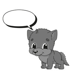 Speech bubble. With a cute cartoon character. Hand drawn. Thinking balloons. Isolated on white background. Vector illustration.