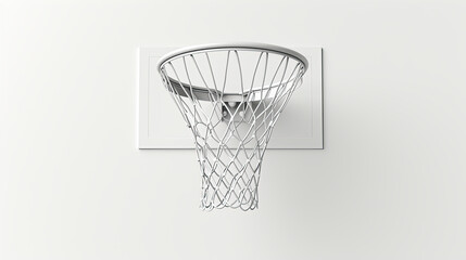 All white Basketball Hoop icon over white background. Basketball, March Madness and college Basketball